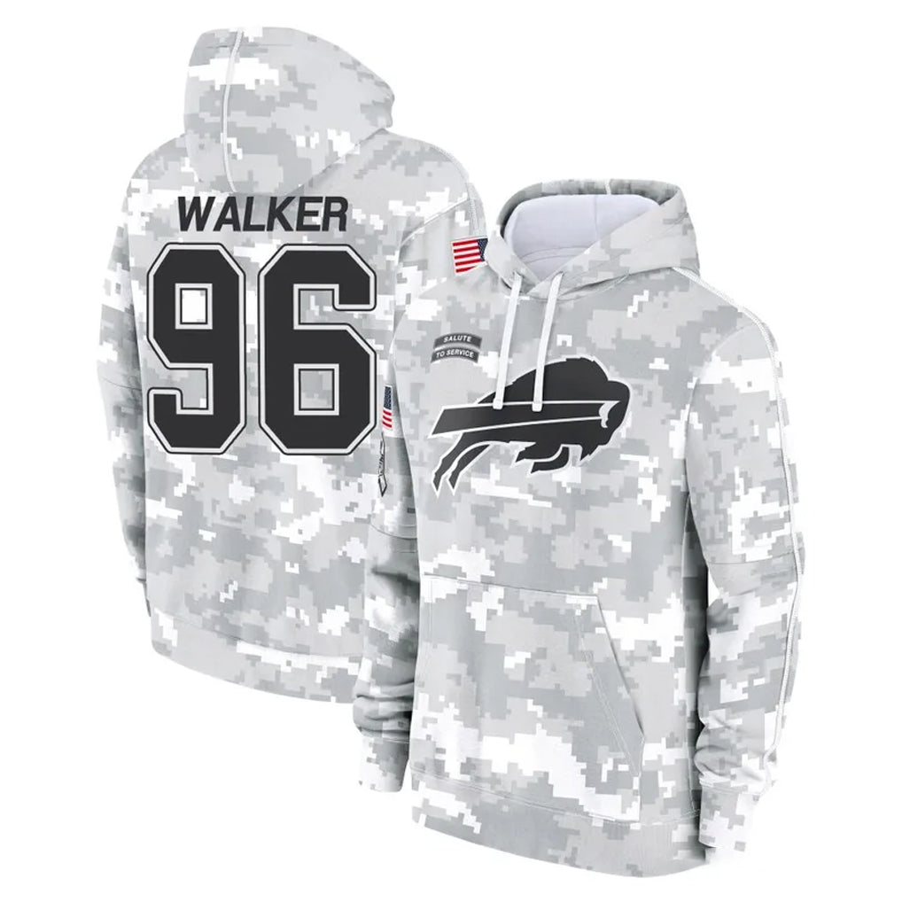 B.Bills #96 Deone Walker Player Arctic Camo Salute to Service Hoodies CAdoa Stitched Jerseys