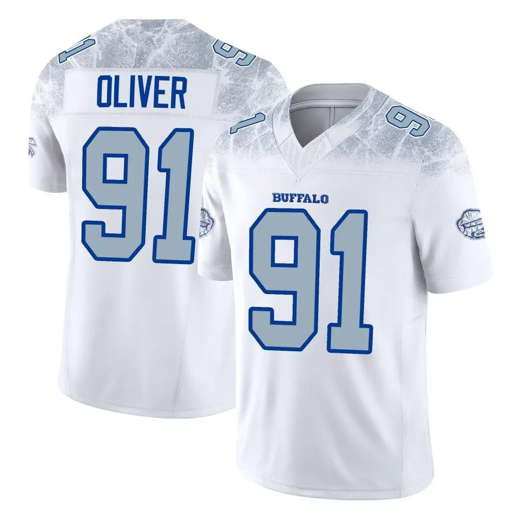 B.Bills #91 Ed Oliver Player White Rivalries Collection Limited Game CAdoa Stitched Jerseys