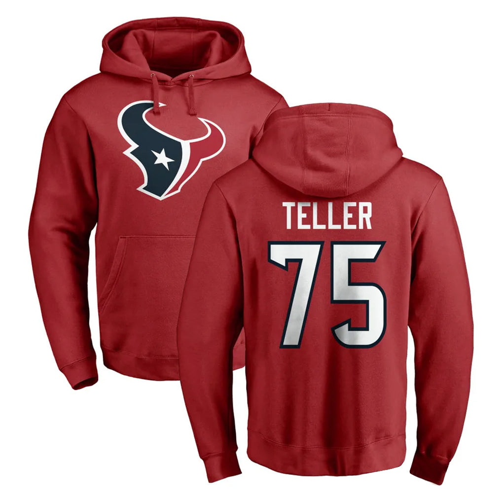 H.Texans #75 Wyatt Teller Player Red Pro Line Pullover Hoodie Limited Game CAdoa Stitched Jerseys