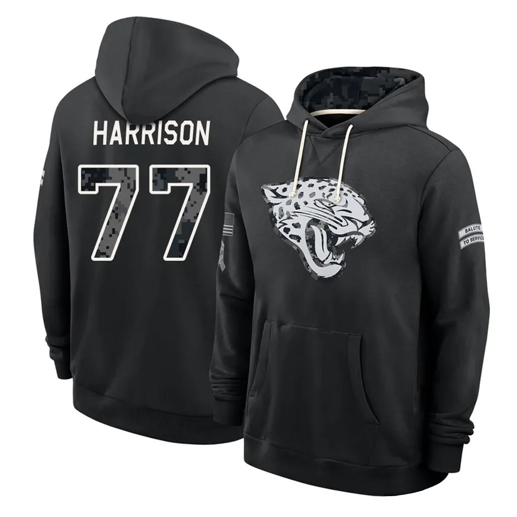 J.Jaguars #77 Anton Harrison Player 2026 Black Logo Pullover Hoodies Limited Game CAdoa Stitched Jerseys