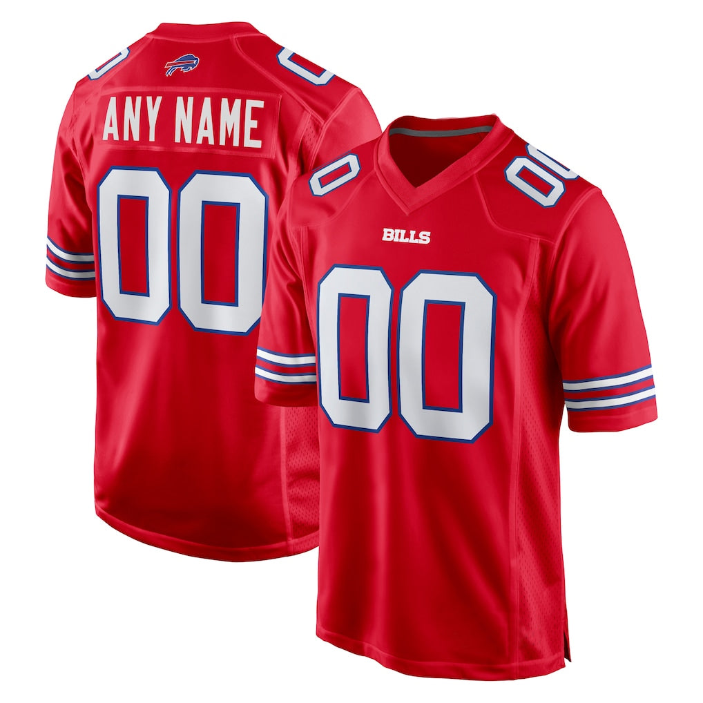 Custom B.Bills Red Home Game Any Name & Numbers CAdoa Stitched Jerseys