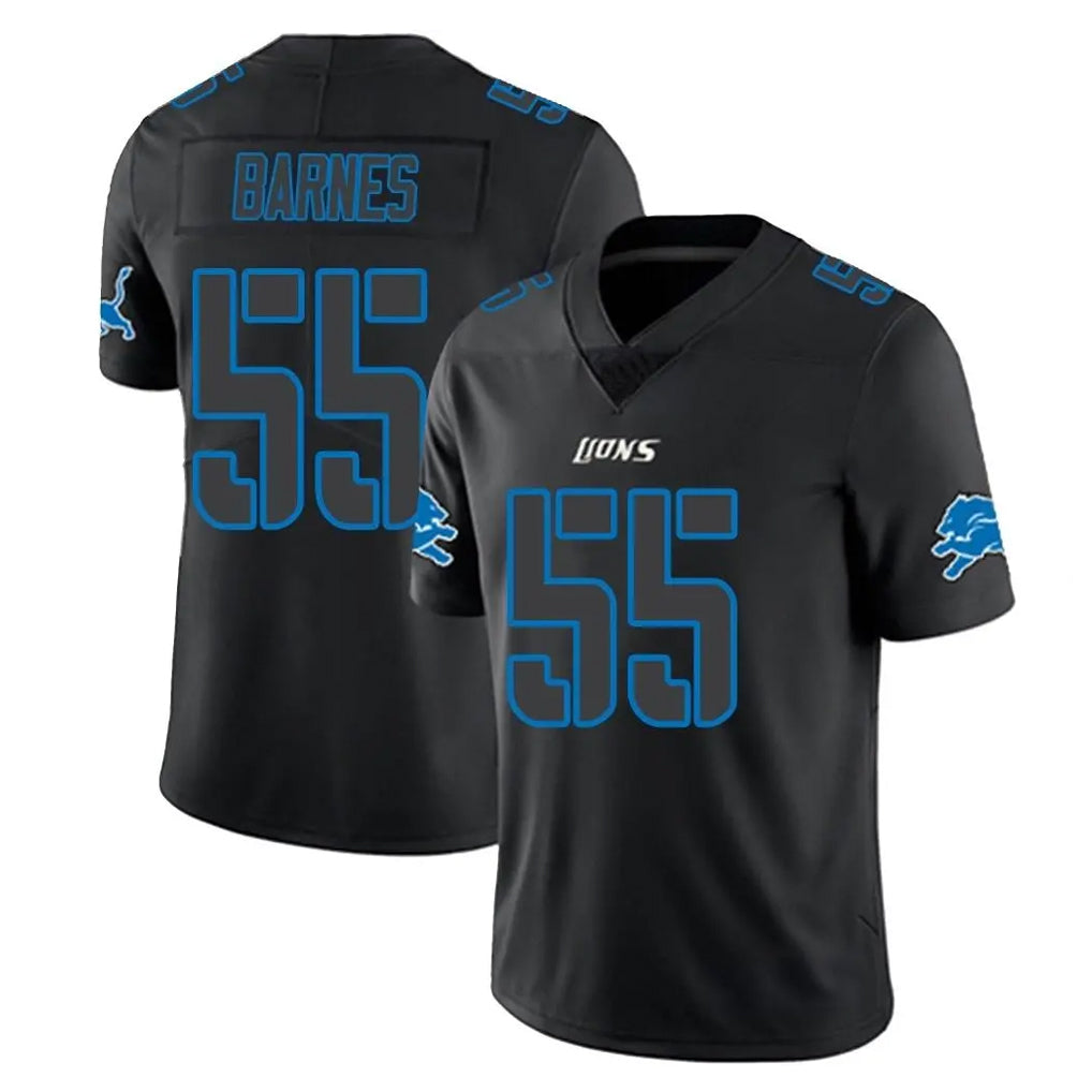 D.Lions #55 Derrick Barnes Player Black Impact Limited Home Game CAdoa Stitched Jerseys