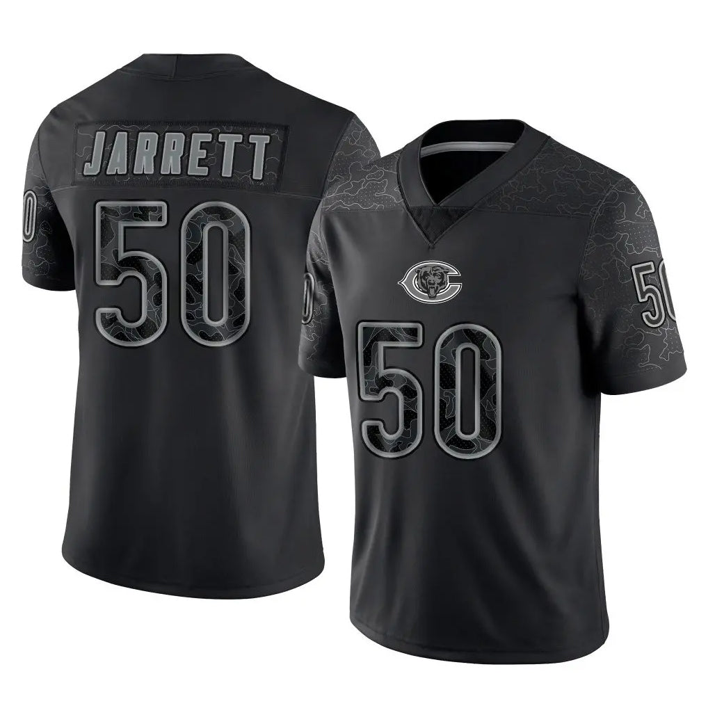 C.Bears #50 Grady Jarrett Player Black REFLECTIVE Limited Game CAdoa Stitched Jerseys