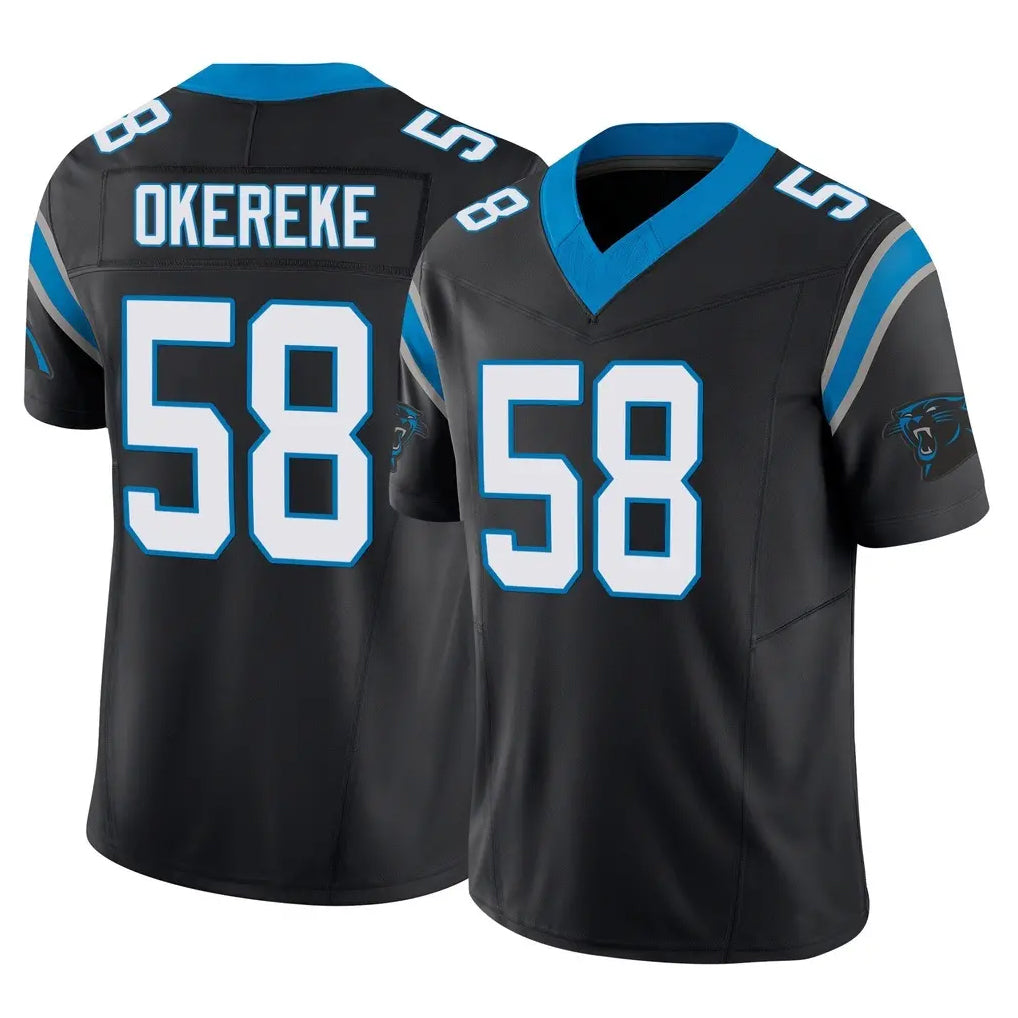C.Panthers #58 Bobby Okereke Player Black Vapor F.U.S.E. Limited Home Game CAdoa Stitched Jerseys