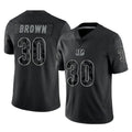 C.Bengals #30 Chase Brown Player Black Reflective Limited Game CAdoa Stitched Jerseys