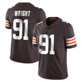 C.Browns #91 Alex Wright Player Brown Color Vapor Untouchable Limited Home Game CAdoa Stitched Jerseys