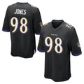 B.Ravens #98 Travis Jones Player Black Home Game CAdoa Stitched Jerseys