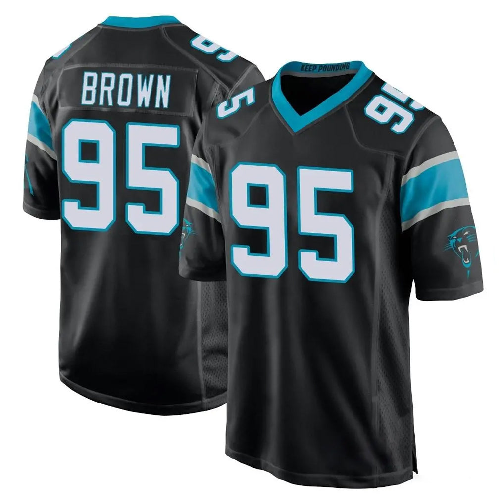 C.Panthers #95 Derrick Brown Player Black Game CAdoa Stitched Jerseys