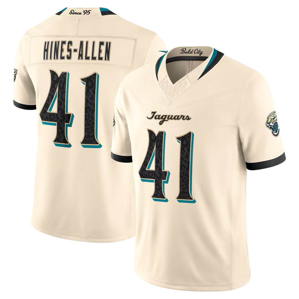 J.Jaguars #41 Josh Hines-Allen Player Natural Limited 2026 Rivalries Collection Game CAdoa Stitched Jerseys