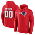 Custom NE.Patriots Red LOGO Pullover Hoodies Home Game Any Name & Numbers CAdoa Stitched Jerseys