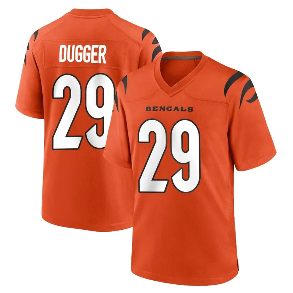 C.Bengals #29 Kyle Dugger Player Orange Home Game CAdoa Stitched Jerseys