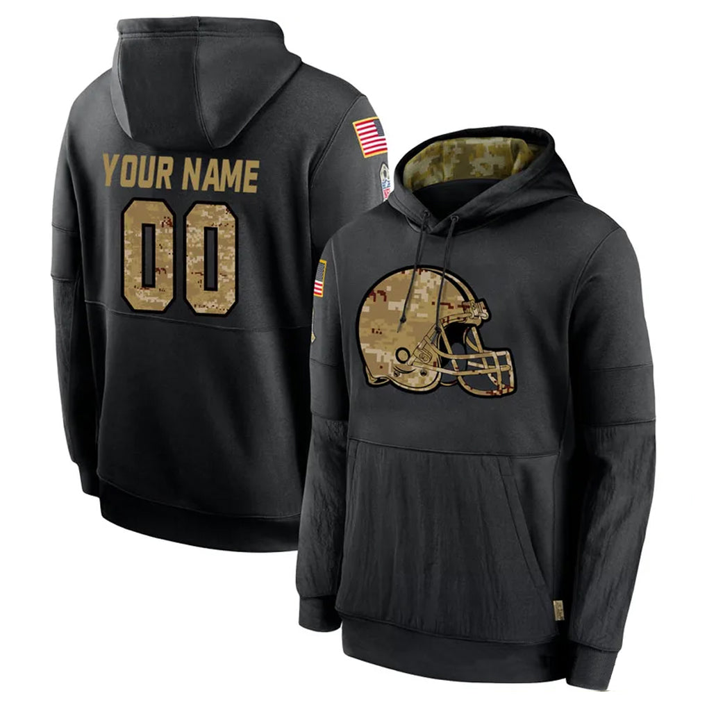 Custom C.Browns Black Salute to Service Pullover Hoodies Limited Any Name & Numbers CAdoa Stitched Jerseys