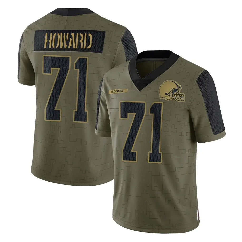 C.Browns #71 Tytus Howard Player Olive Salute to Service Limited Home Game CAdoa Stitched Jerseys