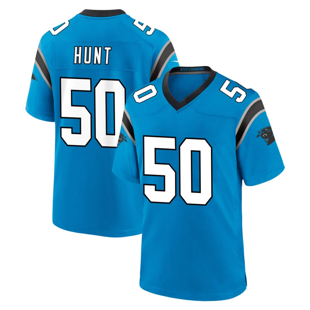 C.Panthers #50 Robert Hunt Player Blue Home Game CAdoa Stitched Jerseys