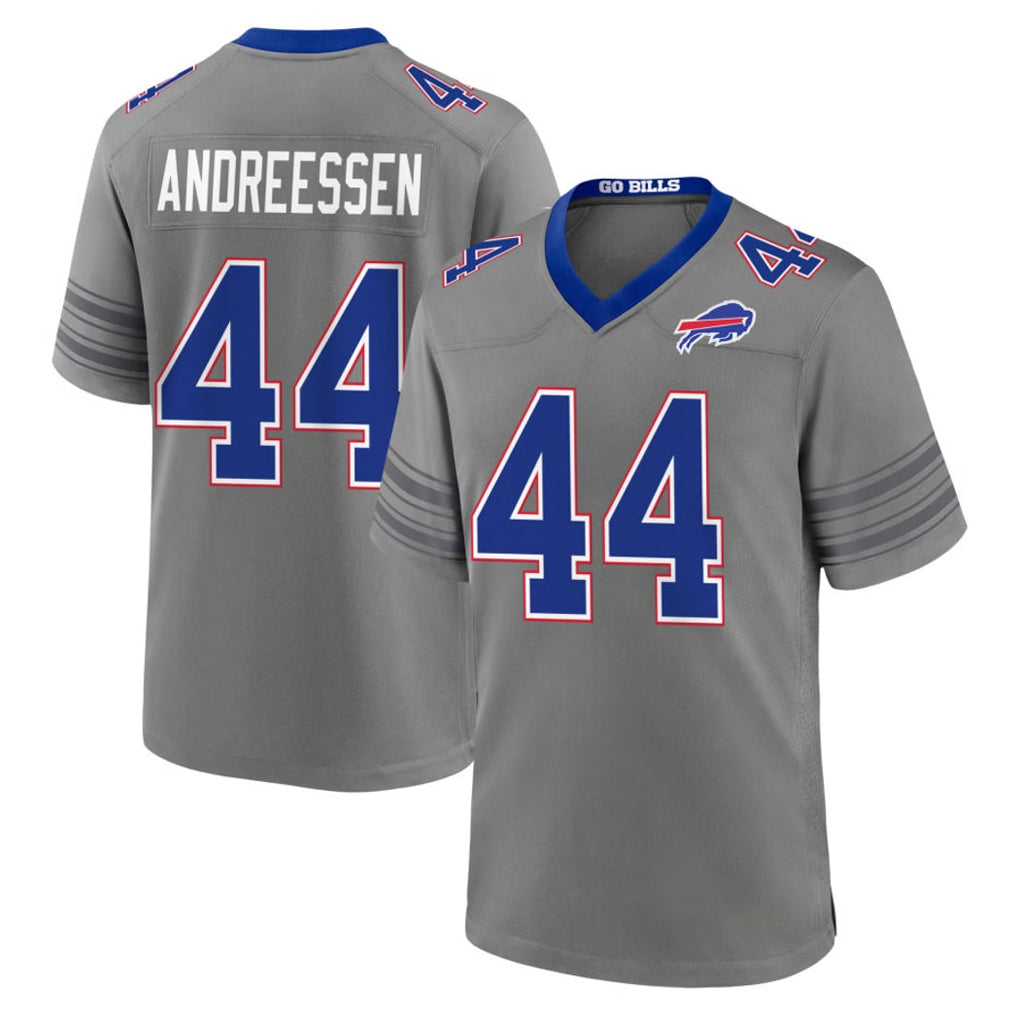B.Bills #44 Joe Andreessen Player Gray Nickel City Home Game CAdoa Stitched Jerseys