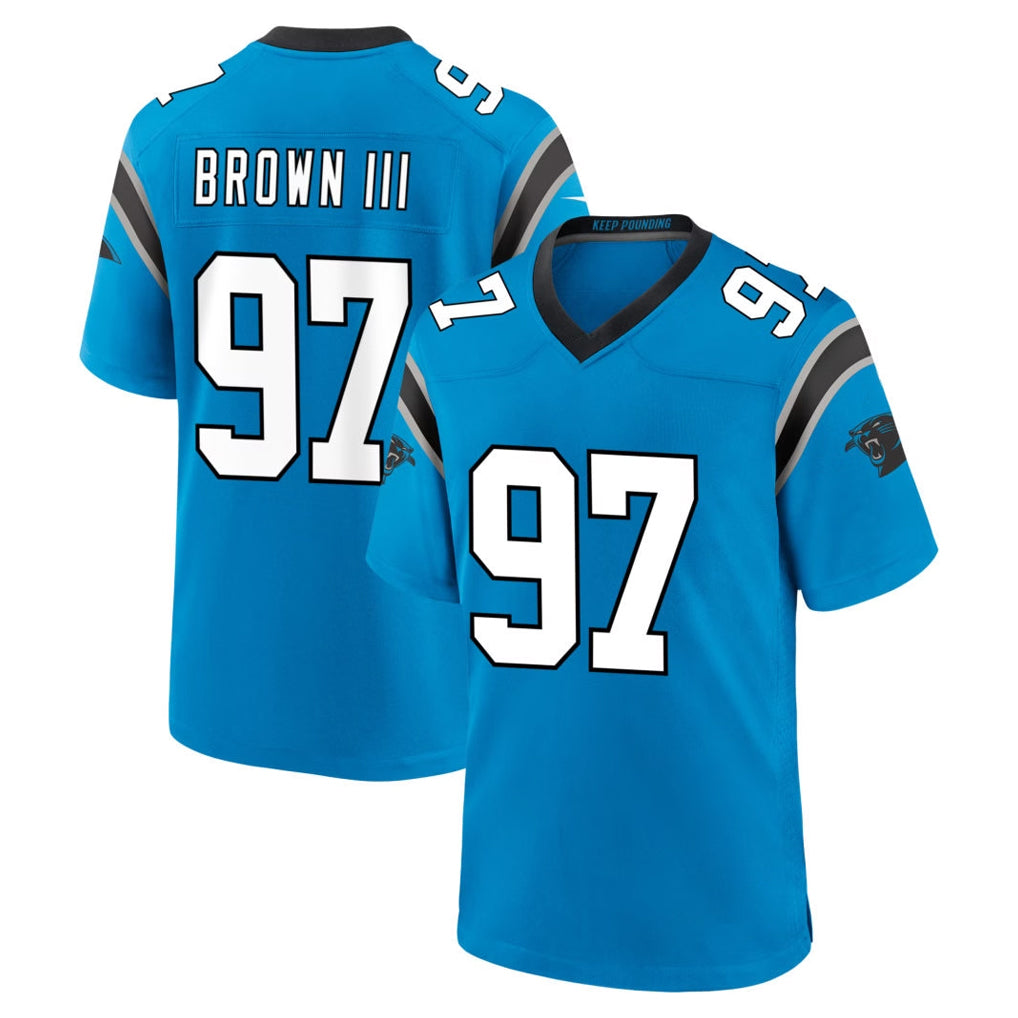 C.Panthers #97 Bobby Brown III Player Blue Home Game CAdoa Stitched Jerseys