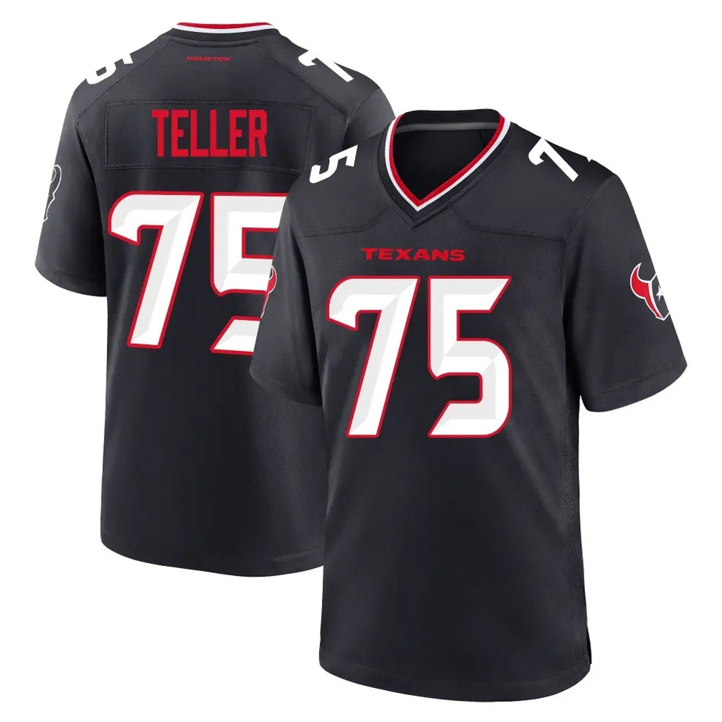 H.Texans #75 Wyatt Teller Player Navy Team Home Game CAdoa Stitched Jerseys