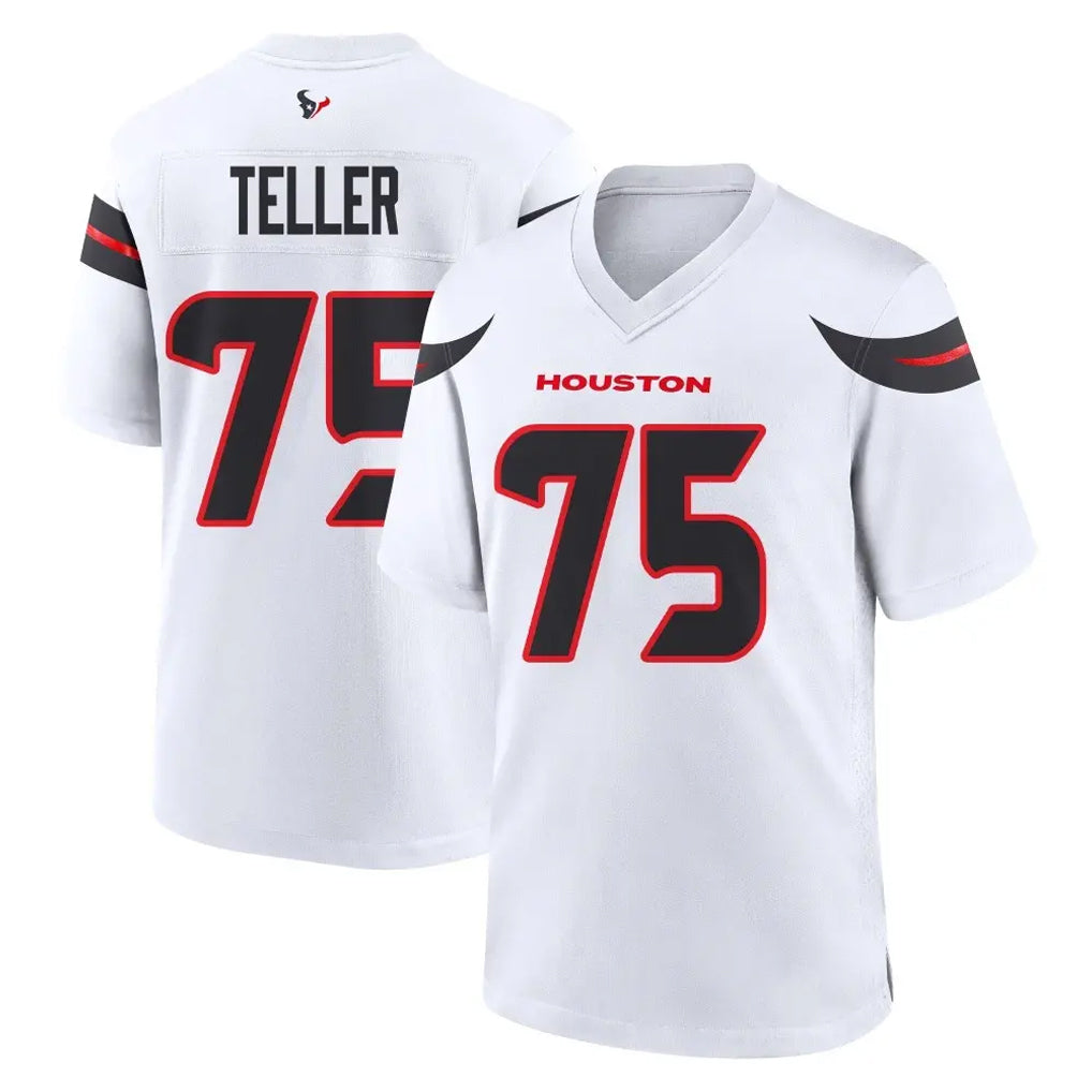 H.Texans #75 Wyatt Teller Player White Home Game CAdoa Stitched Jerseys