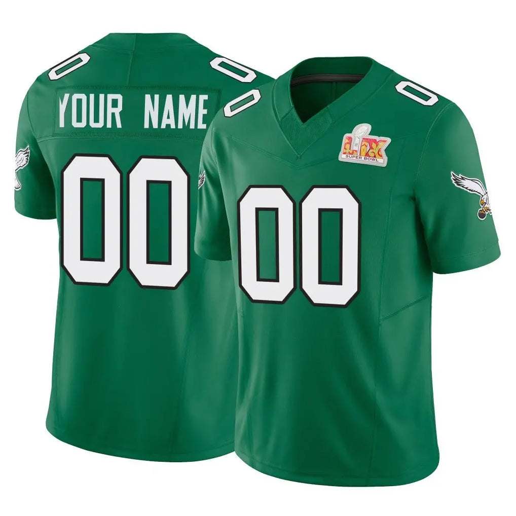 Custom P.Eagles Green Kelly Alternate Vapor F.U.S.E. Super Bowl LIX Home Game Any Name & Numbers CAdoa Stitched Jerseys