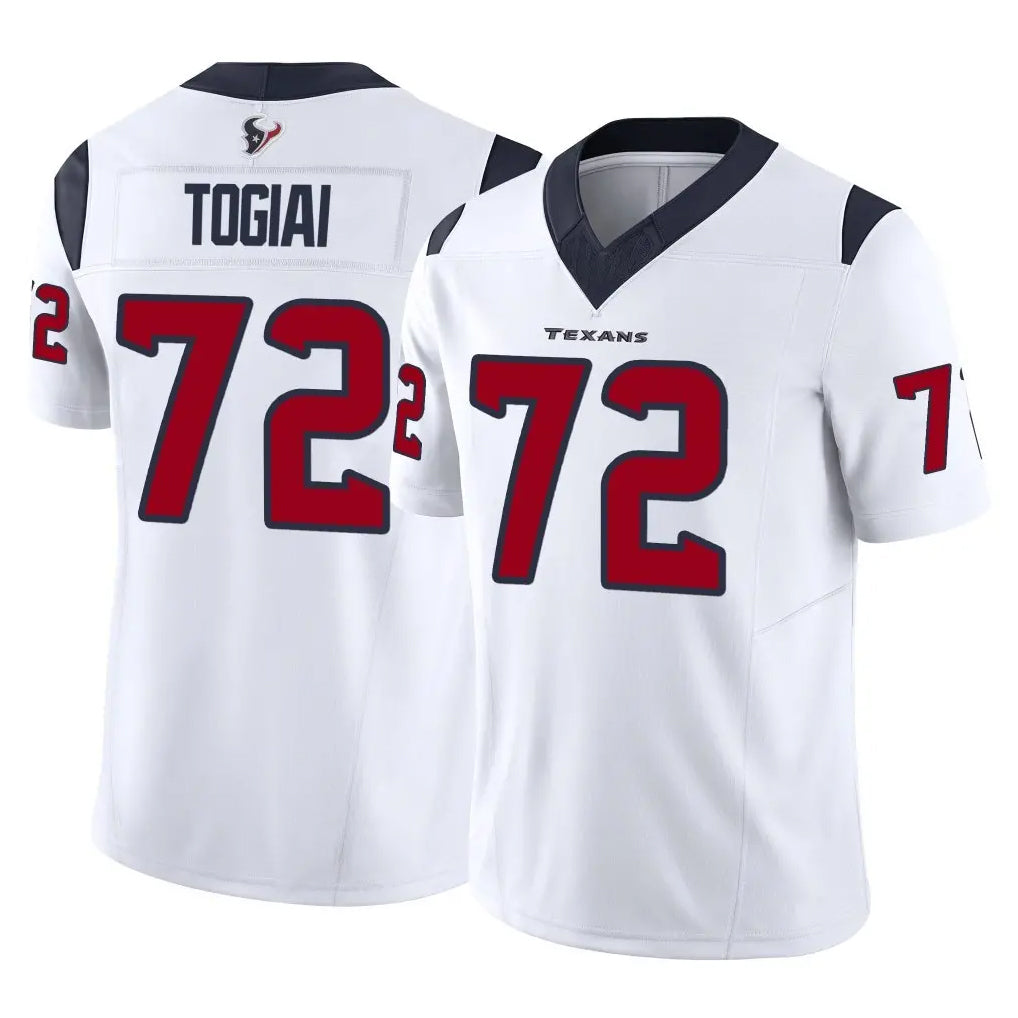 H.Texans #72 Tommy Togiai Player White Limited Vapor F.U.S.E. Home Game CAdoa Stitched Jerseys