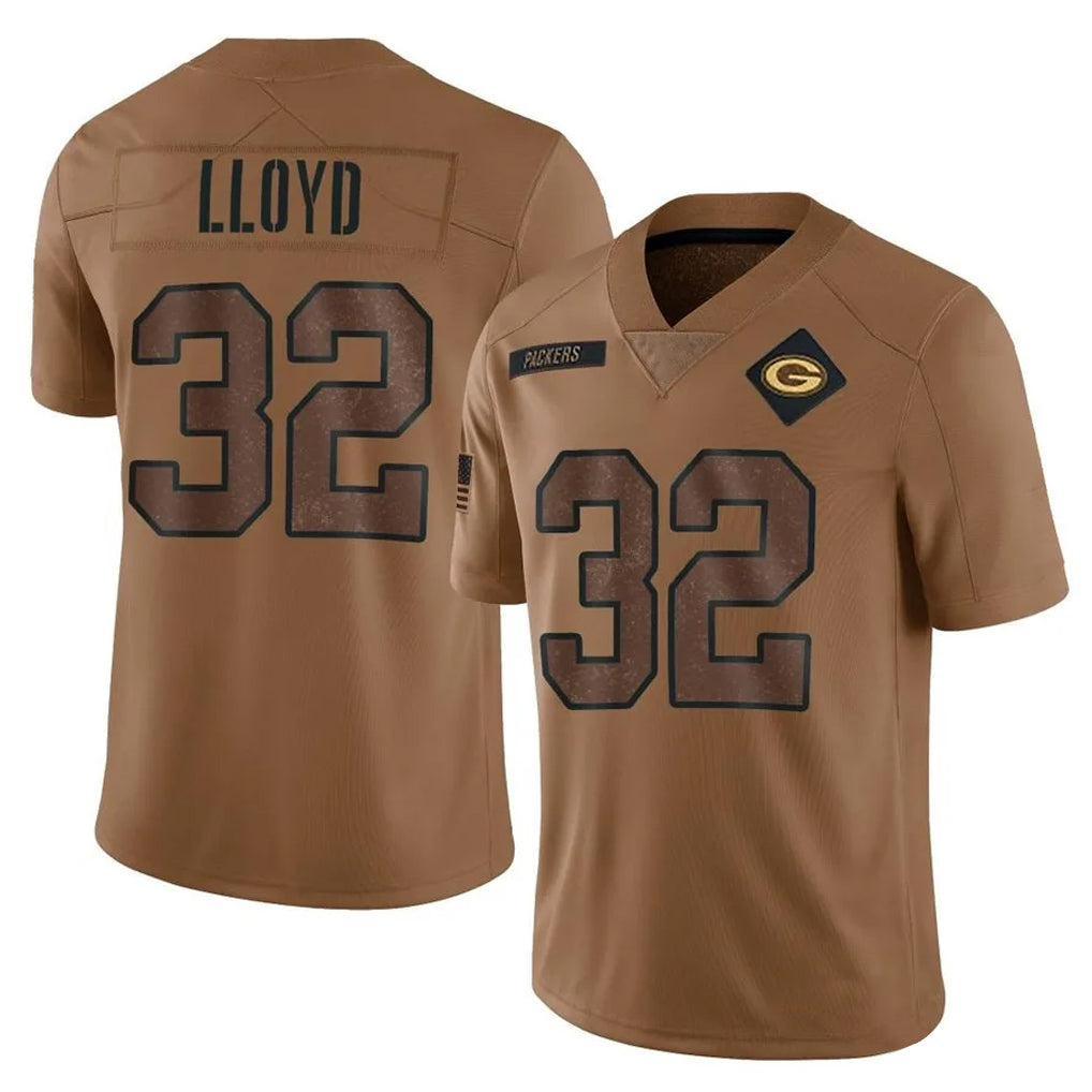 GB.Packers #32 MarShawn Lloyd Player Brown Salute To Service Limited CAdoa Stitched Jerseys