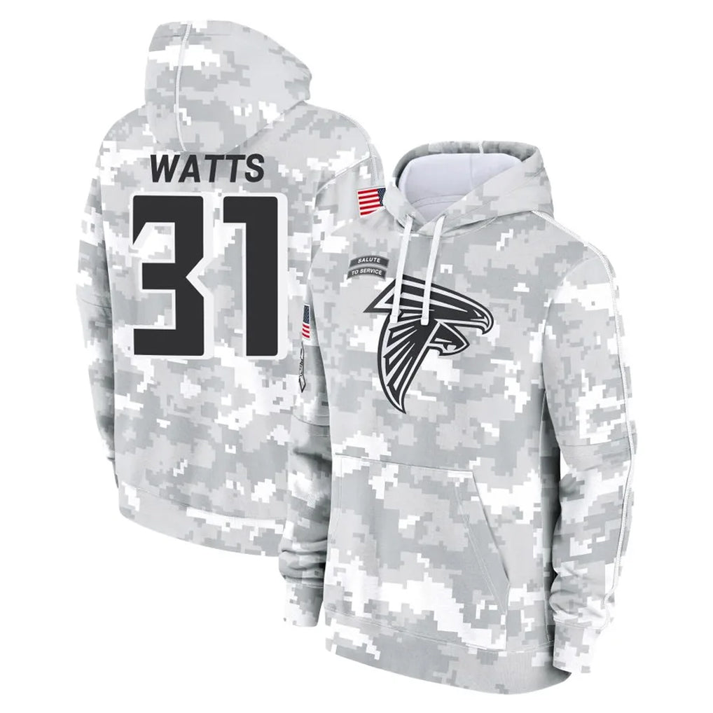 A.Falcons #31 Xavier Watts Player Camo Arctic Salute to Service Hoodies Limited CAdoa Stitched Jerseys