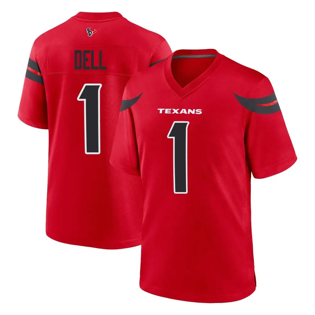 H.Texans #1 Tank Dell Player Red Alternate Home Game CAdoa Stitched Jerseys