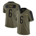 C.Bengals #6 Brian Cook Player Olive Salute to Service Game CAdoa Stitched Jerseys