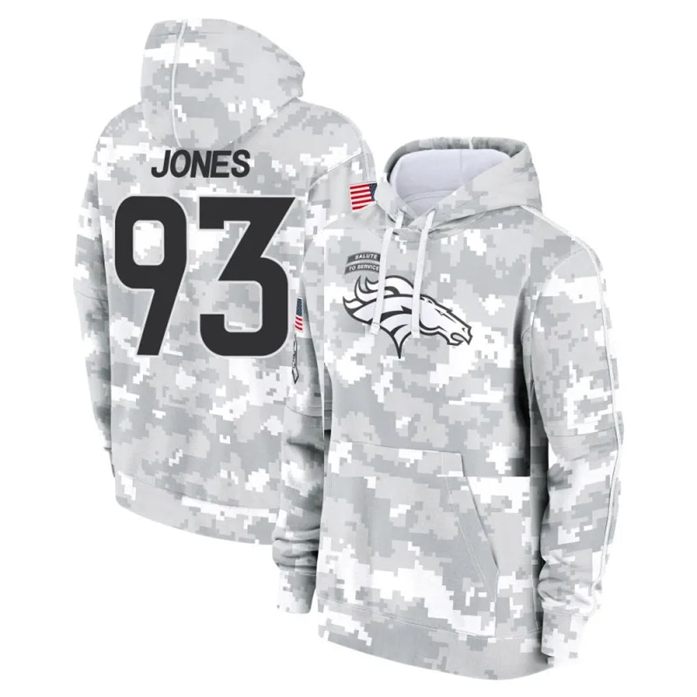 D.Broncos #93 D.J. Jones Player Arctic Camo Salute to Service Hoodies Limited Game CAdoa Stitched Jerseys