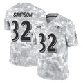 B.Ravens #32 Trenton Simpson Player Arctic Camo Salute to Service Limited CAdoa Stitched Jerseys