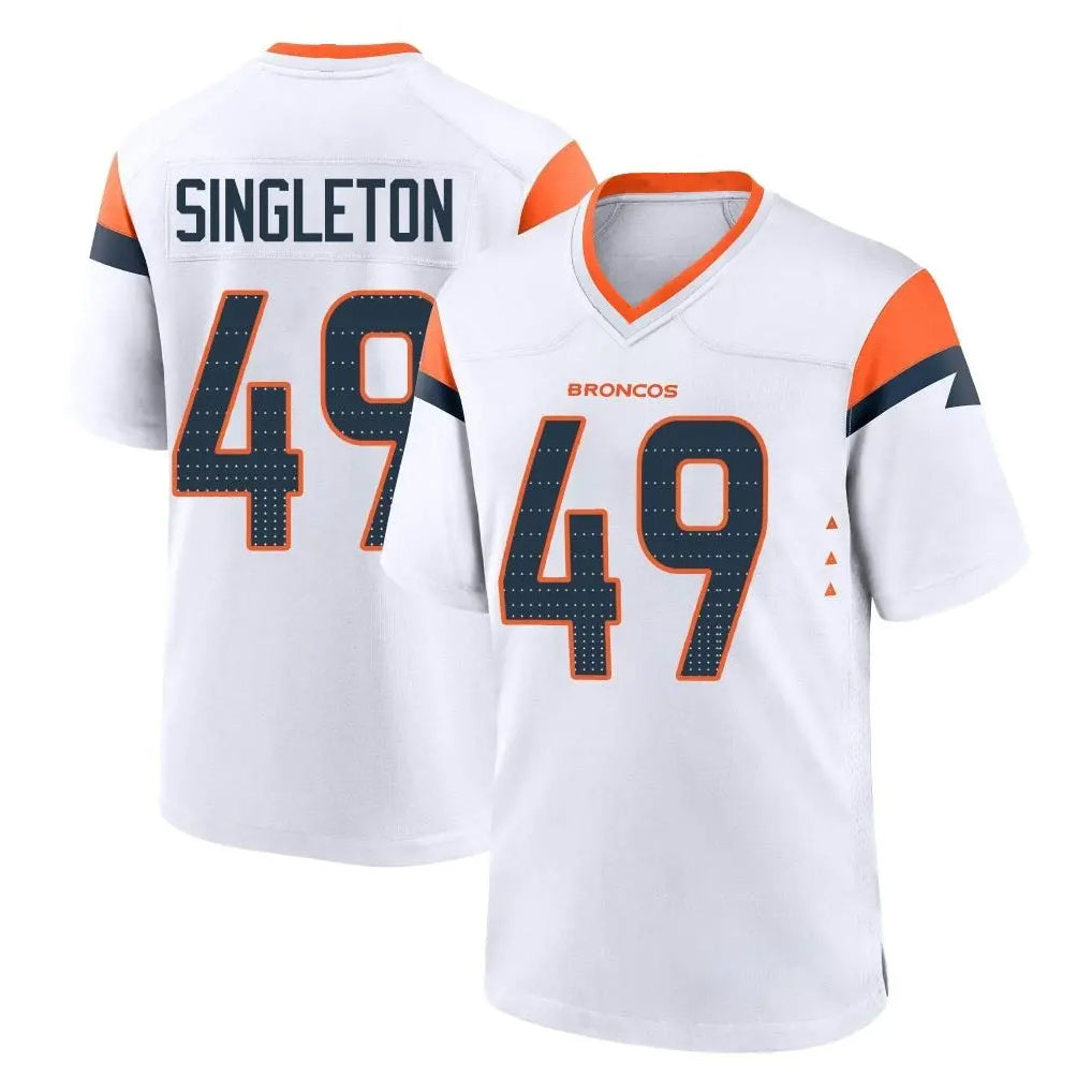 D.Broncos #49 Alex Singleton Player White Home Game CAdoa Stitched Jerseys