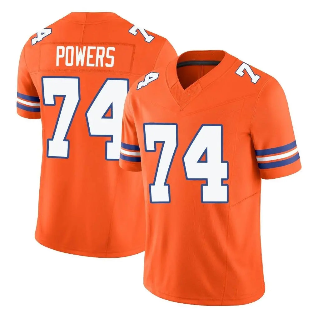 D.Broncos #74 Ben Powers Player Orange Limited Alternate Vapor F.U.S.E. Throwback Game CAdoa Stitched Jerseys