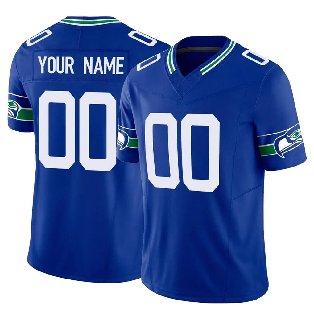 Custom S.Seahawks Royal Limited Throwback Vapor F.U.S.E. Home Game Any Name & Numbers CAdoa Stitched Jerseys