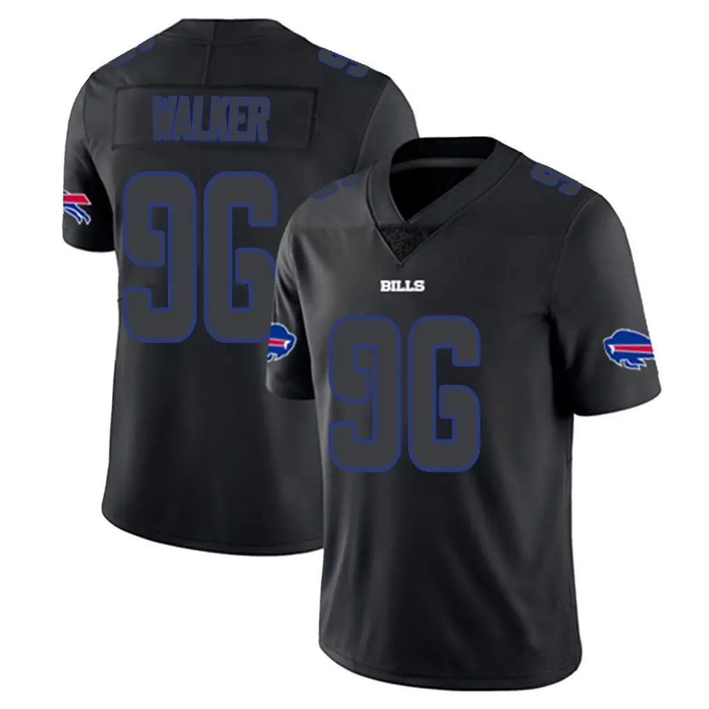 B.Bills #96 Deone Walker Player Black Impact Limited Home Game CAdoa Stitched Jerseys