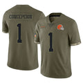 C.Browns #1 KC Concepcion Player Olive Salute to Service Limited Game CAdoa Stitched Jerseys
