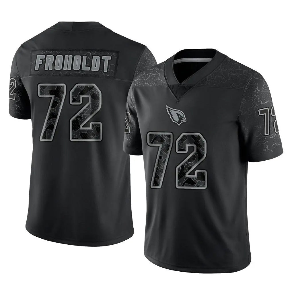 A.Cardinals #72 Hjalte Froholdt Player Black RFLCTV Limited Home Game CAdoa Stitched Jerseys