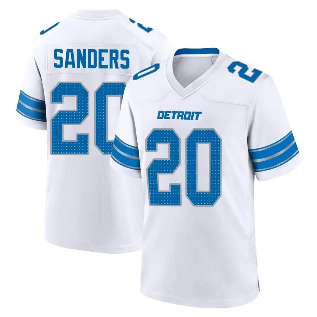 D.Lions #20 Barry Sanders Player White Alternate Home Game CAdoa Stitched Jerseys