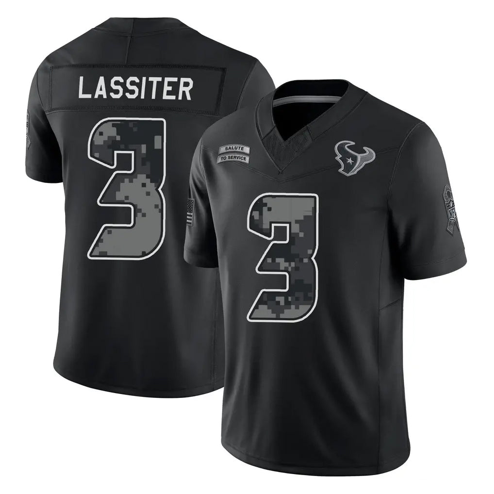 H.Texans #3 Kamari Lassiter Player Black Limited 2026 Salute to Service Home Game CAdoa Stitched Jerseys