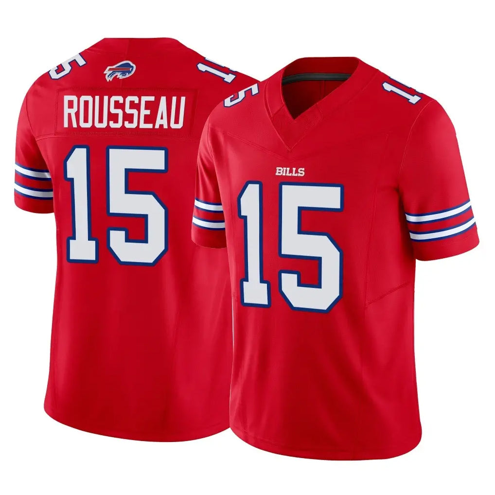 B.Bills #15 Greg Rousseau Player Red Vapor F.U.S.E. Jersey Limited Home Game CAdoa Stitched Jerseys