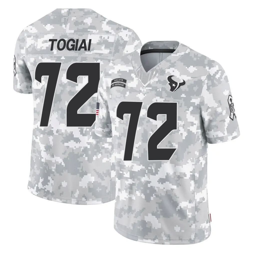 H.Texans #72 Tommy Togiai Player Arctic Camo Salute To Service Limited Game CAdoa Stitched Jerseys