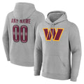 Custom W.Commanders Gray LOGO Pullover Hoodies Game Any Name & Numbers CAdoa Stitched Jerseys