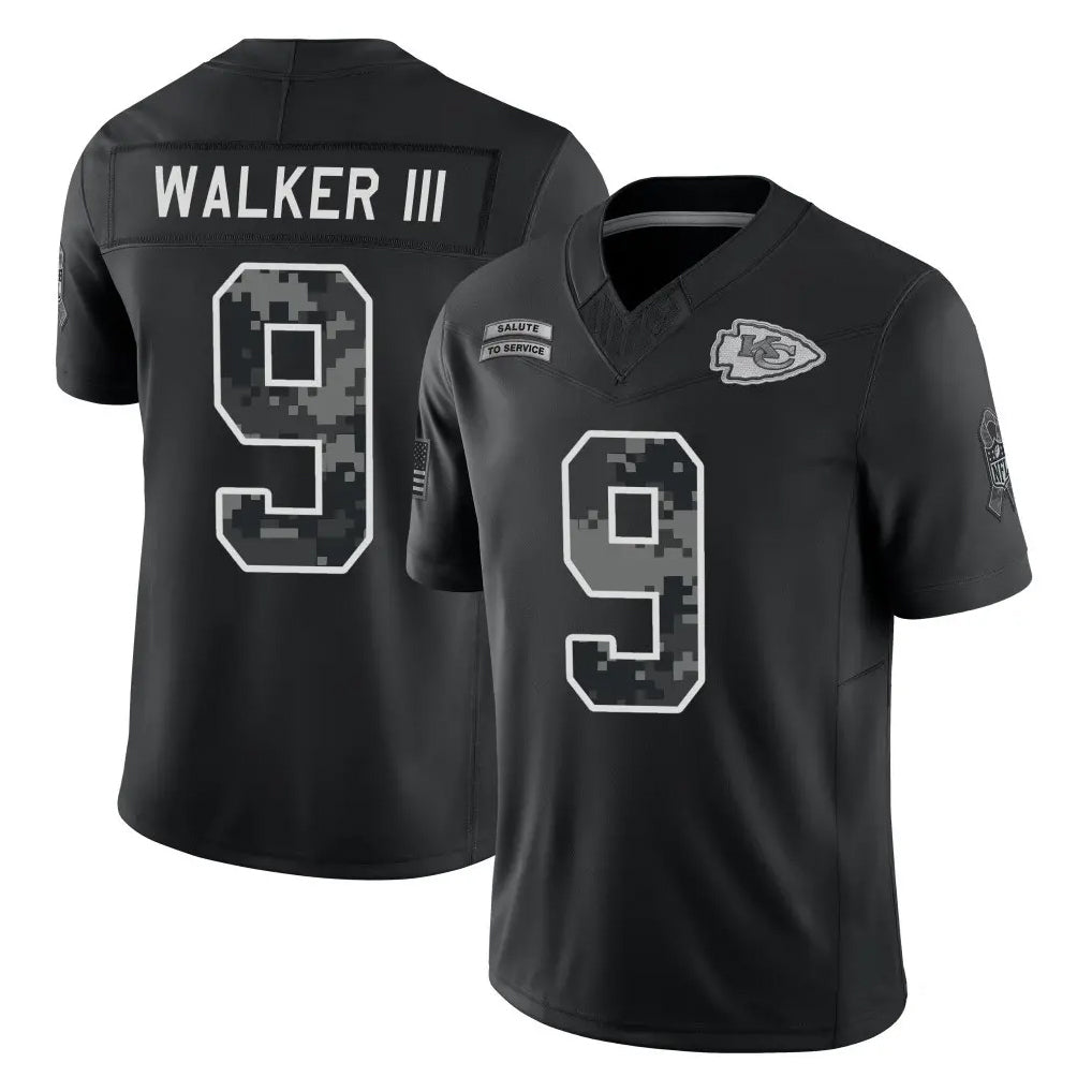 KC.Chiefs #9 Kenneth Walker III Player Black Limited 2026 Salute to Service Home Game Stitched Jerseys