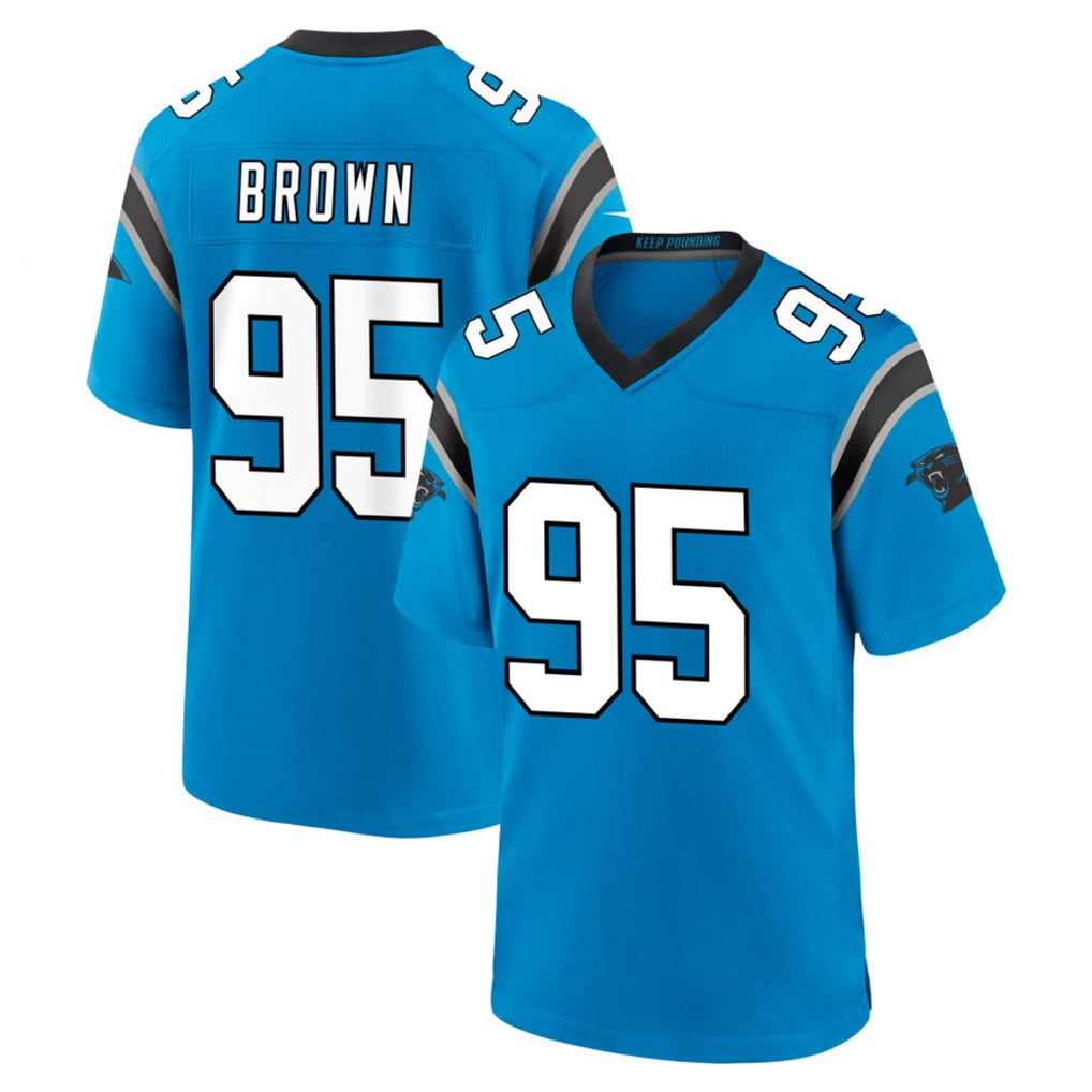 C.Panthers #95 Derrick Brown Player Blue Home Game CAdoa Stitched Jerseys