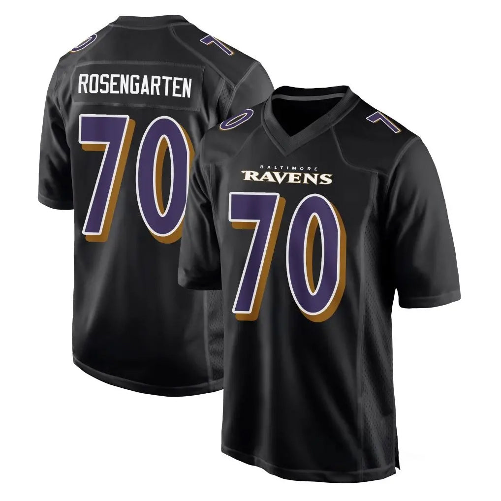 B.Ravens #70 Roger Rosengarten Player Black Carbon Fashion Home Game CAdoa Stitched Jerseys