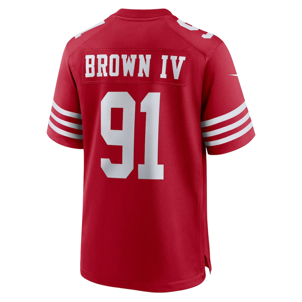 CAdoa SF.49ers #91 Earnest Brown IV Scarlet Team Game Jersey