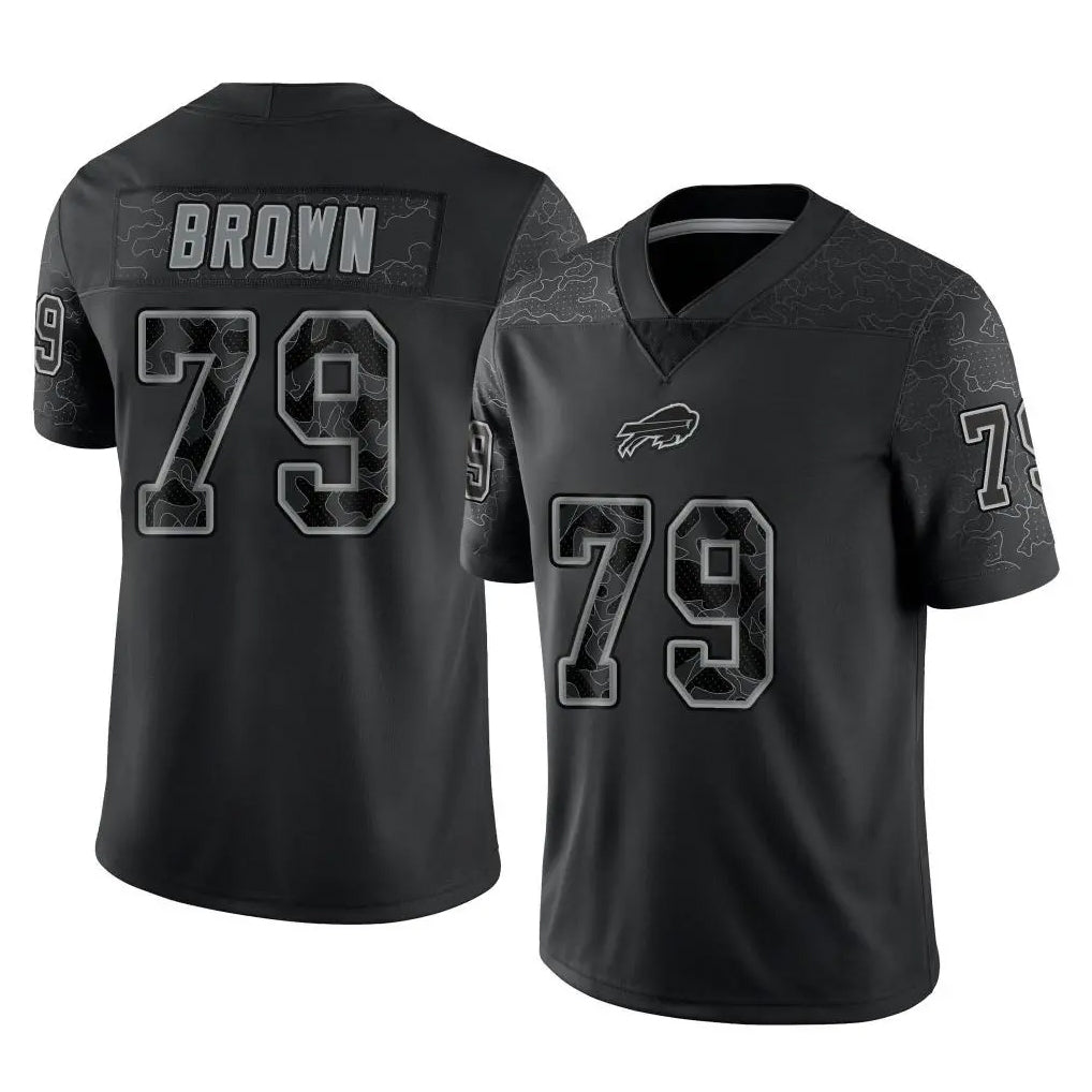 B.Bills #79 Spencer Brown Player Black RFLCTV Limited CAdoa Stitched Jerseys