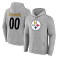Custom P.Steelers Gray LOGO Pullover Hoodies Limited Any Name & Numbers CAdoa Stitched Jerseys