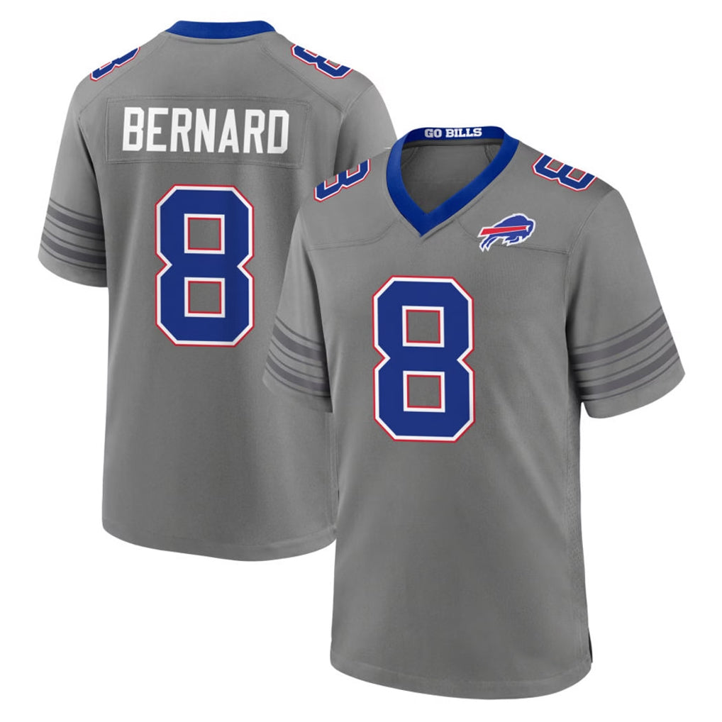 B.Bills #8 Terrel Bernard Player Gray Nickel City Home Game CAdoa Stitched Jerseys