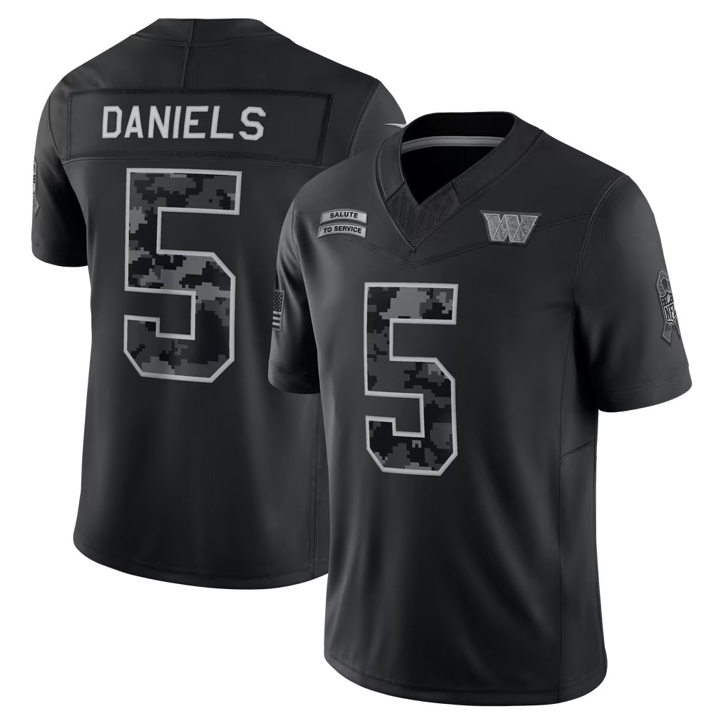 CAdoa W.Commanders #5 Jayden Daniels Player Black Limited 2026 Salute to Service Home Game Stitched Jerseys