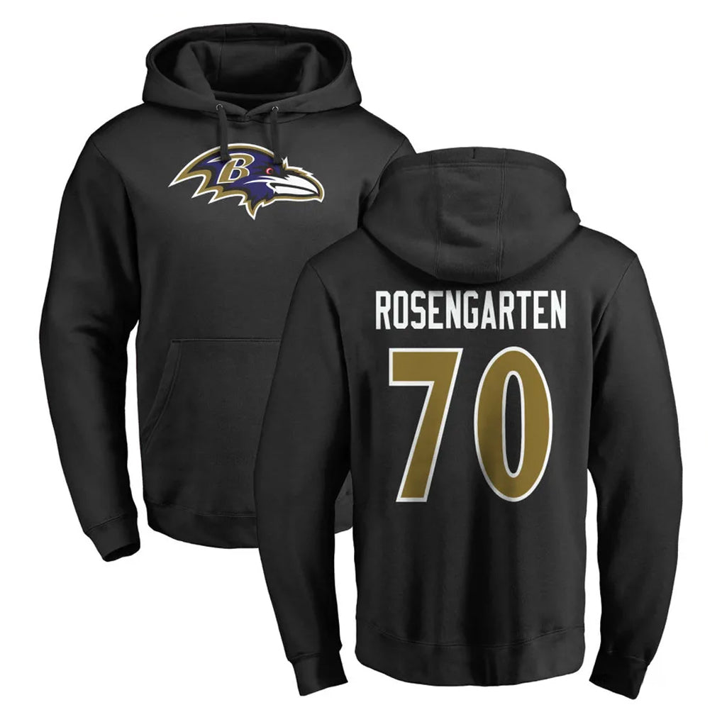 B.Ravens #70 Roger Rosengarten Player Black Pullover Hoodie CAdoa Stitched Jerseys